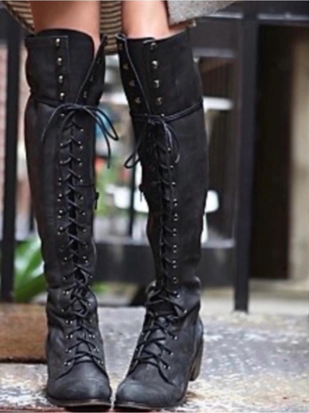 Jeffrey Campbell Joe 9 Black 100% Leather Tall Laxe Up Boots Free People